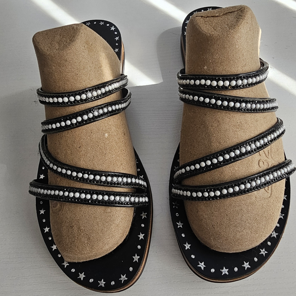 Black and White Strappy Sandals